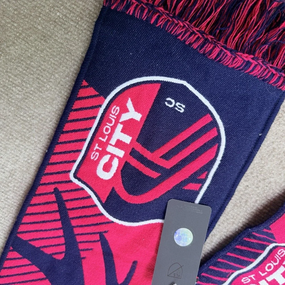 St Louis City SC MLS Soccer Scarf Together Credit Union Ruffneck NWT Pink Navy
